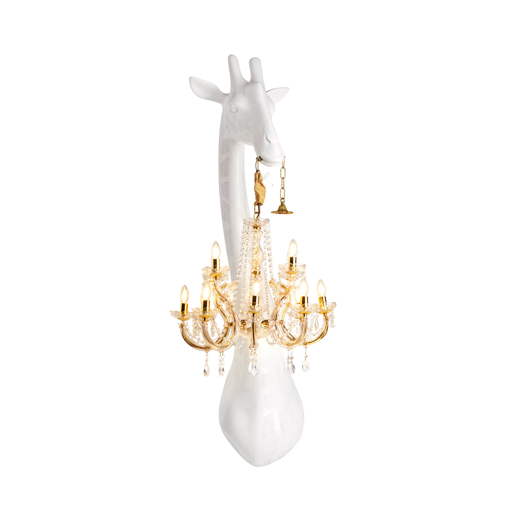 White Giraffe In Love Wall Lamp