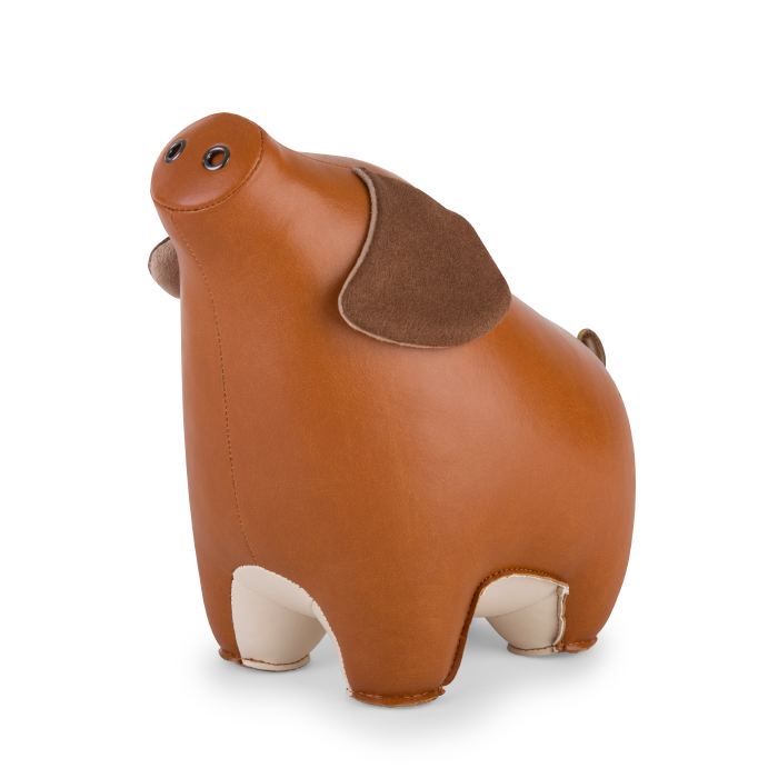 Zuny Pig Diya Bookend,  Tan + Wheat