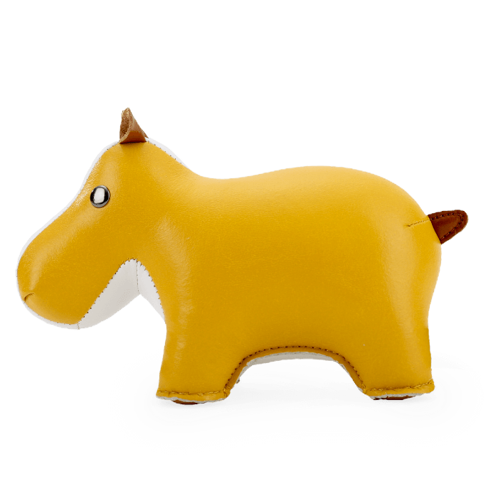 Zuny Classic Hippo Paperweight, Ochre Yellow + White
