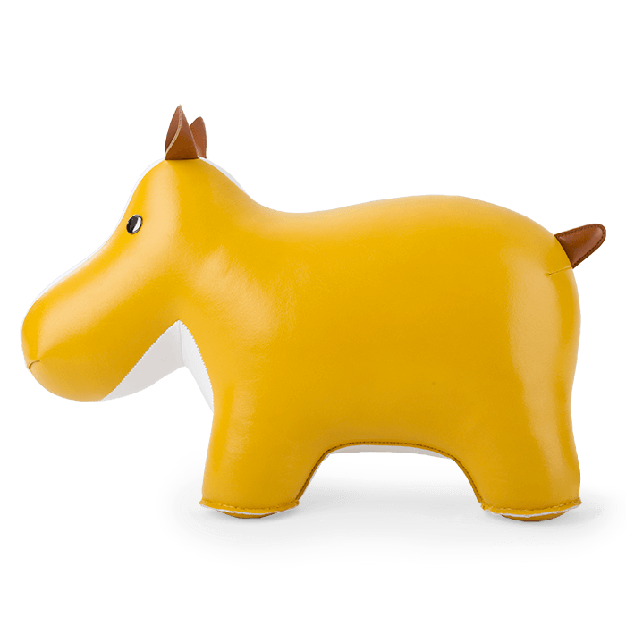 Zuny Hippo Stool, Ochre Yellow + White