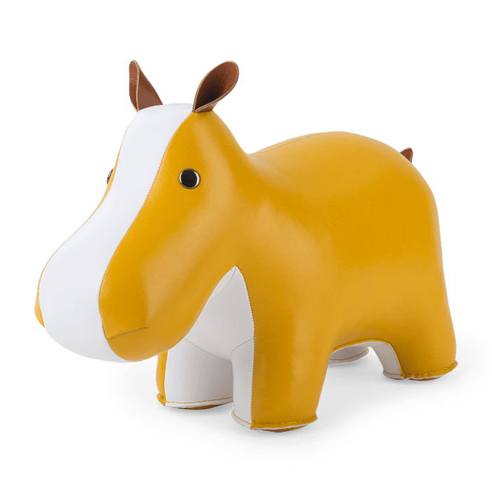 Zuny Hippo Stool, Ochre Yellow + White