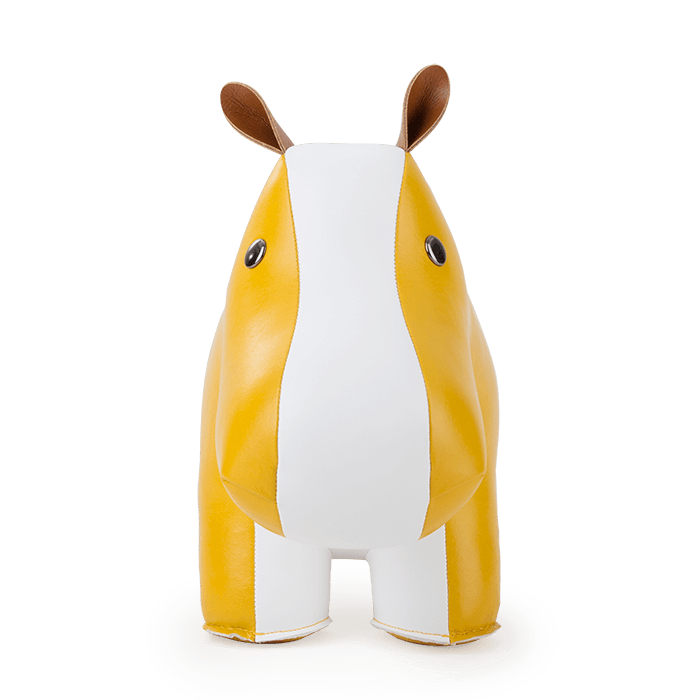 Zuny Hippo Stool, Ochre Yellow + White