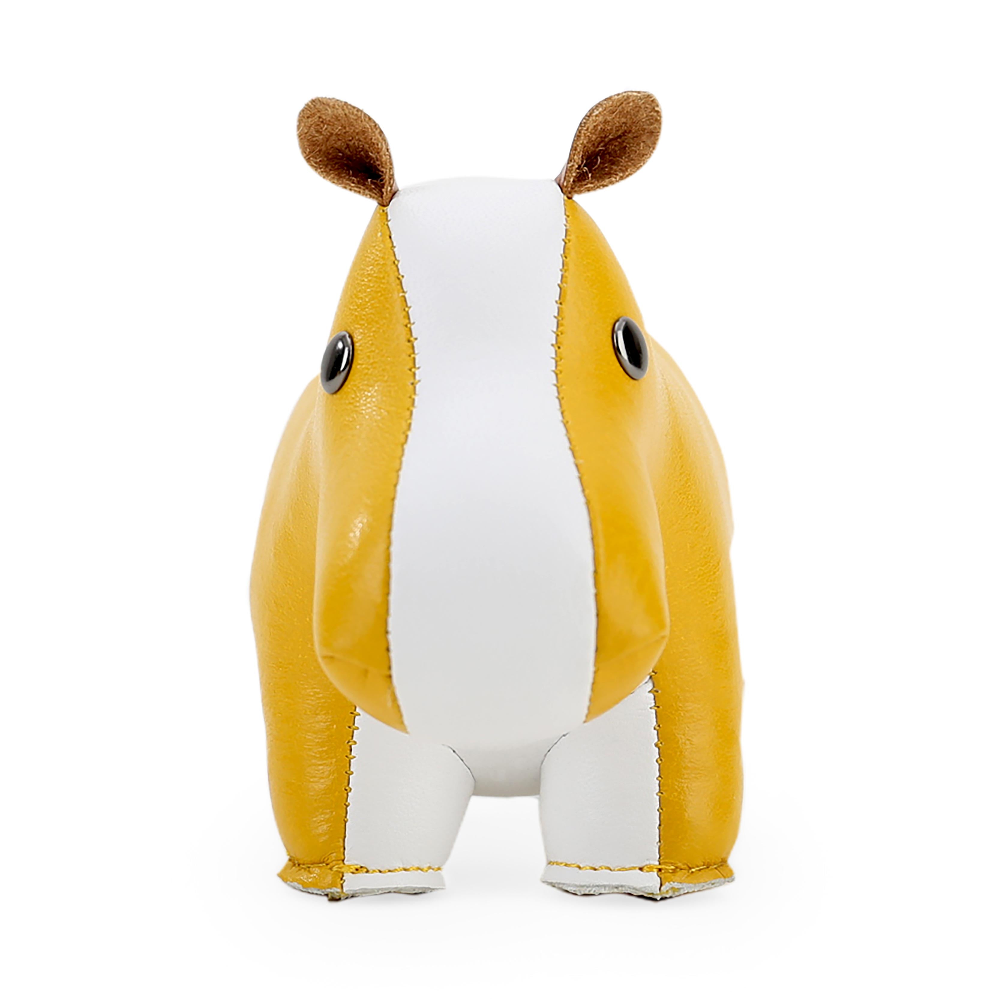Zuny Classic Hippo Paperweight, Ochre Yellow + White