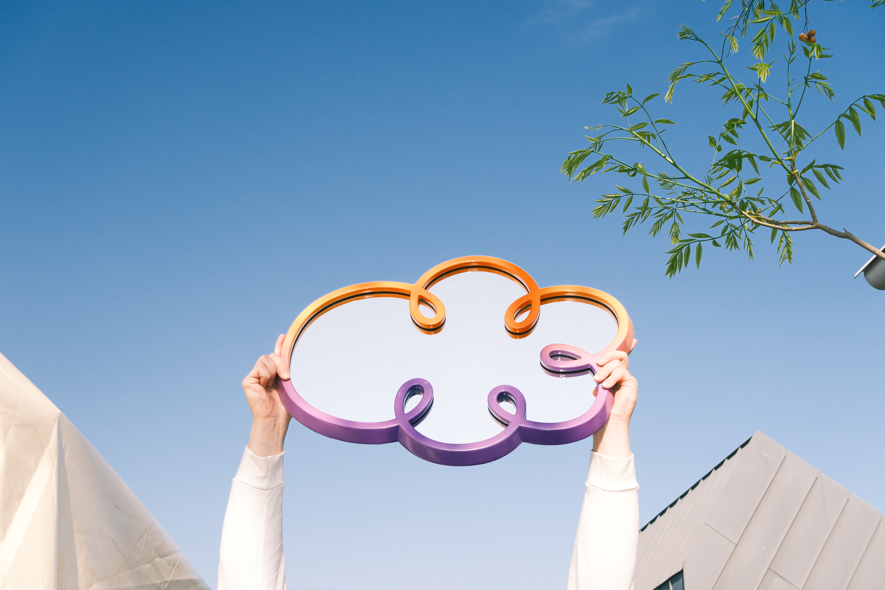 BUBBLE Mirror Large Purple & Orange