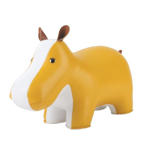Zuny Classic Hippo Bookend, Ochre Yellow + White