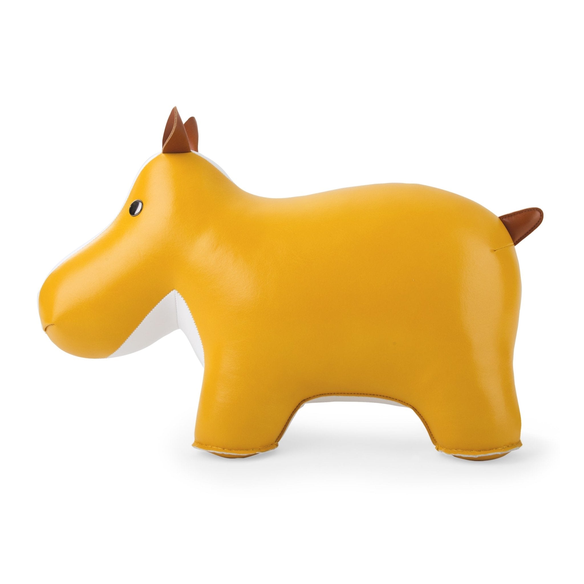 Zuny Classic Hippo Bookend, Ochre Yellow + White - Intent