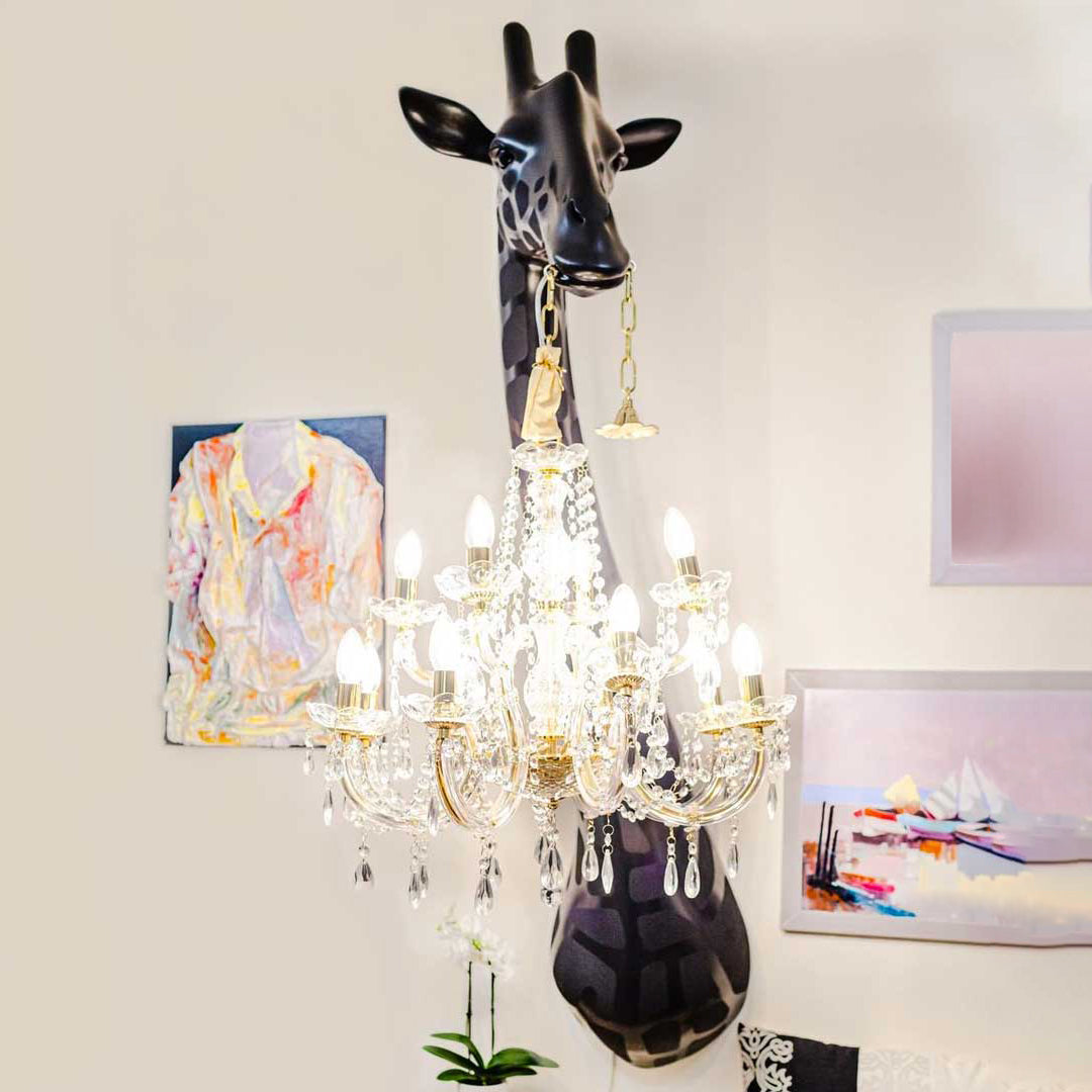 Black Giraffe In Love Wall Lamp