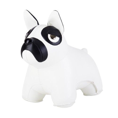 Zuny French Bulldog Bookend, White + Black