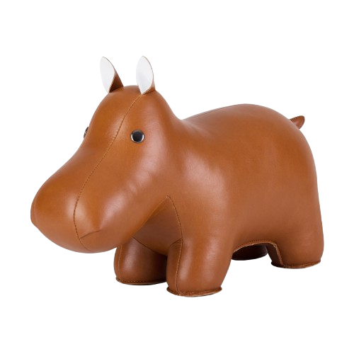 Zuny Hippo Doorstop, Tan + White