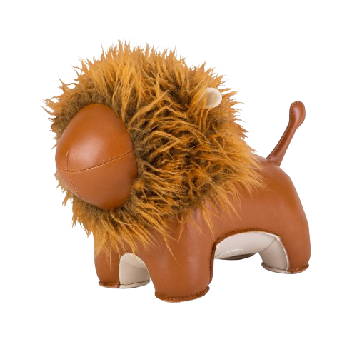 Zuny Lion Lino Bookend, Tan + Wheat