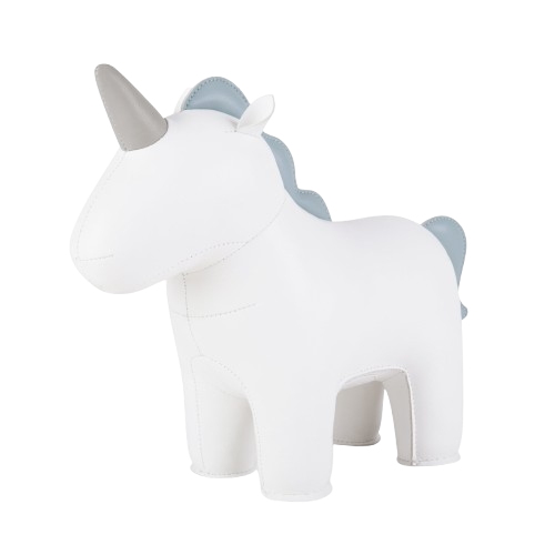 Zuny Unicorn Nico Bookend, White + Blue