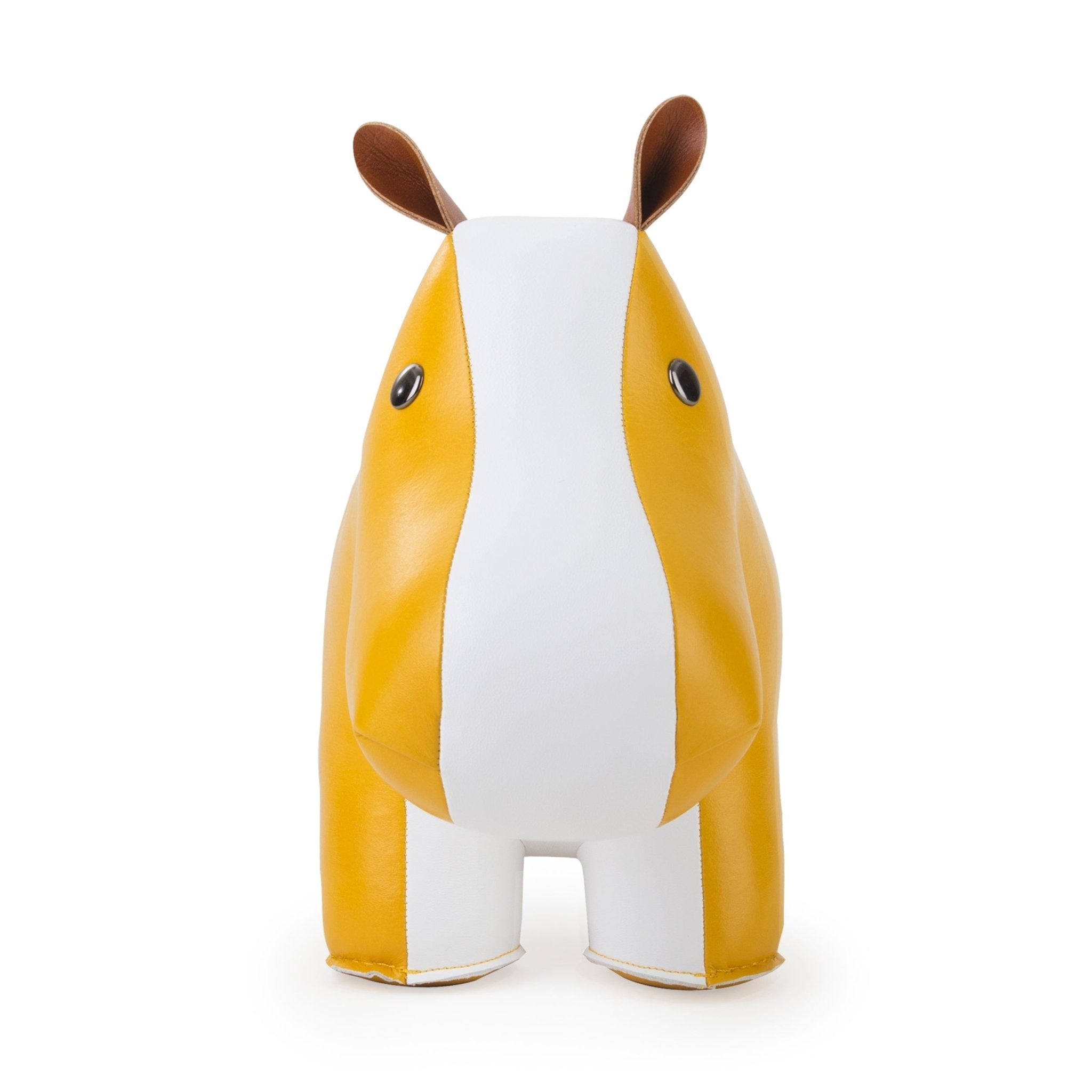 Zuny Classic Hippo Bookend, Ochre Yellow + White - Intent